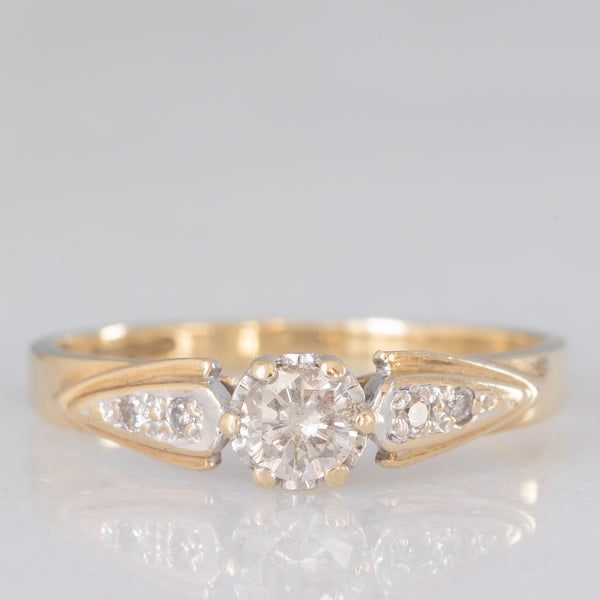 Solitario vintage in oro giallo 9K con diamanti (centrale di taglio brillante e di 0.20ct ca.)