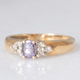 Vintage 9K yellow gold band ring with tanzanite (0.40ct approx.) and diamonds (0.12ctw approx.), year 2004