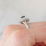 Ballerina in blu - Anello ballerina vintage in platino con zaffiro e diamanti