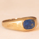 Anello chevalier vintage in oro giallo 8K con lapislazzuli, anni ‘50