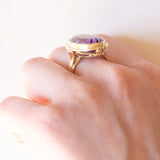 Vintage-Cocktailring aus 14 Karat Gelbgold mit Amethyst (ca. 13 Karat), 70er Jahre