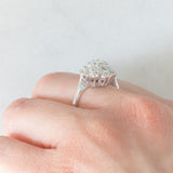 Anello a fiocco di neve in oro bianco 14K con diamanti di taglio brillante (1ctw ca.), anni ‘70/‘80