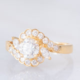 Anello a fiore vintage in oro giallo 18K con diamanti (0.92ctw), anni ‘80