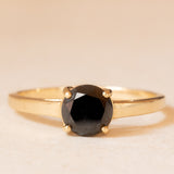 Solitaire vintage en or jaune 9K avec onyx, 1992