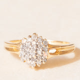 Vintage-Diamant-Blumenring aus 14-karätigem Gelbgold im Brillantschliff (ca. 0.25 ctw), 70er Jahre