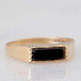 Anello vintage in oro giallo 9K con onice, anno 1986