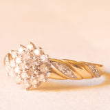 Vintage-Diamant-Blumenring aus 9-karätigem Gelb- und Weißgold (ca. 0.20 ctw), 70er Jahre