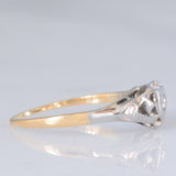 Solitario Art Déco a forma di cuore in oro giallo 18K e platino con diamante (0.03ct ca.), anni ‘20/‘30