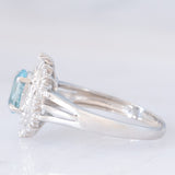 Anello ballerina vintage in platino con acquamarina (0.60ct) e diamanti (0.27ctw), anni ‘80