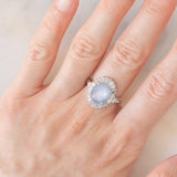Anello ballerina vintage in platino con zaffiro stellato (6.40ct) e diamanti (0.94ctw), anni ‘80