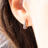 Vintage-Ohrringe aus 9-karätigem Gelb- und Weißgold mit Tansaniten (ca. 0.40 ctw) und Diamanten (ca. 0.04 ctw)