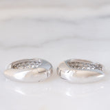 Orecchini a cerchio vintage in oro bianco 18K con pavé di diamanti (1ctw ca.), anni ‘80