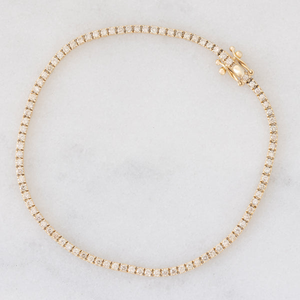 Tennis vintage in oro giallo 14K con diamanti di taglio brillante (1.80ctw ca.), anni ‘90/anni ‘2000