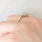 Anello a margherita vintage in oro giallo 9K con diamanti (0.21ctw ca.), anni ‘80/‘90