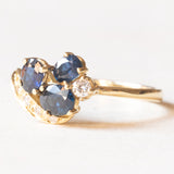 Vintage Ring aus 14 Karat Gelbgold mit Saphiren (ca. 0.80 ctw) und Diamanten (ca. 0.09 ctw), 60er/70er Jahre