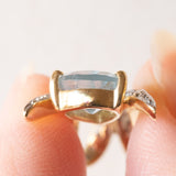 Vintage-Anhänger aus 14-karätigem Gelb- und Weißgold mit blauem Topas (ca. 1.75 Karat) und Diamanten (ca. 0.18 Karat), 60er Jahre