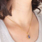 Ciondolo vintage in oro giallo 9K con fluorite (4.30ct ca.), anni ‘80