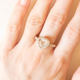 Vintage-Ring aus 14-karätigem Gelbgold mit Aquamarin im Herzschliff (ca. 2.20 ct) und Diamanten im Brillantschliff (ca. 0.22 ctw), 80er/90er Jahre