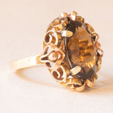 Vintage-Cocktailring aus 14-karätigem Gelbgold mit Rauchquarz (ca. 4.70 Karat), 60er Jahre