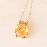 Vintage 9K Yellow Gold Chain Necklace with 9K Yellow Gold Pendant with Citrine Quartz and Peridots
