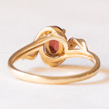 Винтажное кольцо из желтого и белого золота 9 карат с гранатом и фианитами, 70-80-е гг.