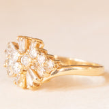 Vintage-Ballerina-Ring aus 18-karätigem Gelbgold mit Diamanten im Brillant- und Spitzschliff (ca. 0.70 ctw), 80er Jahre