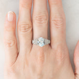 Anello vintage in oro bianco 10K con acquamarina (2.20ct ca.) e diamanti (0.13ctw ca.), anni ‘90