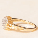 Vintage-Diamant-Blumenring aus 14-karätigem Gelbgold im Brillantschliff (ca. 0.25 ctw), 70er Jahre
