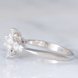 Anello a fiore vintage in platino con diamanti di taglio brillante (1ctw), anni ‘80