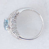 Anello vintage in platino con acquamarina (2.33ct) e diamanti (1ctw), anni ‘80/‘90
