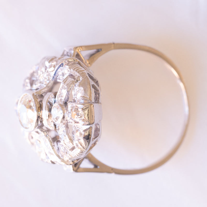 Anello Art Déco in platino e in oro bianco 14K con diamanti (0.87ctw ca.), anni ‘30