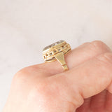 Anello da cocktail vintage in oro giallo 14K con acquamarina (5ct ca.), anni ‘60