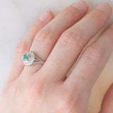 Anello ballerina vintage in platino con smeraldo (0.40ct) e diamanti (0.38ctw), anni ‘90