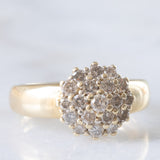 Anello a fiore e a fascia in oro giallo 14K con diamanti di taglio brillante (0.70ctw ca.), anni ‘70