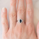 Anello ballerina vintage in platino con zaffiro (1.05ct) e diamanti (0.35ctw), anni ‘90