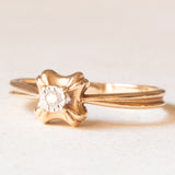 Vintage-Solitär aus 14-karätigem Gelb- und Weißgold mit Diamant (ca. 0.015 ct), 70er Jahre