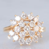 Anello vintage in oro giallo 14K con diamanti di taglio brillante (1.90ctw ca.), anni ‘70