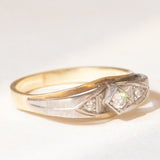 Antiker Trilogie-Ring aus 14-karätigem Gelb- und Weißgold mit Diamanten (ca. 0.06 ctw), 30er/40er Jahre