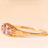 Anello vintage in oro giallo 9K con ametiste (0.50ctw ca.) e diamanti, anno 1990