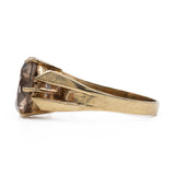 Anello vintage da cocktail in oro giallo 8k con quarzo fumé