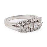 Bague vintage en or blanc 14 carats avec diamants taille brillant (environ 0.64 ct), années 70