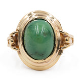Bague vintage en or jaune 8 carats avec malachite, années 60