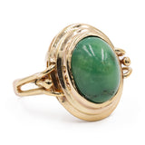 Bague vintage en or jaune 8 carats avec malachite, années 60