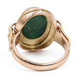 Bague vintage en or jaune 8 carats avec malachite, années 60