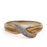 Anello vintage in oro giallo 9k con diamanti