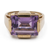 Anello vintage da cocktail in oro giallo 8k e ametista