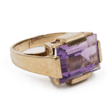 Anello vintage da cocktail in oro giallo 8k e ametista