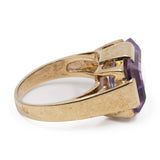 Anello vintage da cocktail in oro giallo 8k e ametista