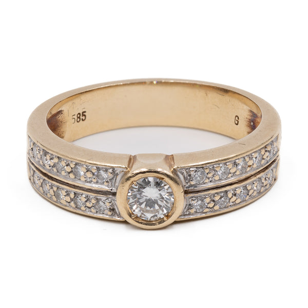 Anello vintage in oro giallo 14k con diamanti (0,50ctw), anni '80