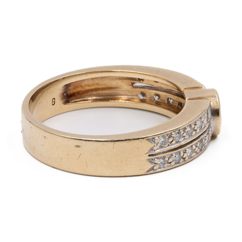 Anello vintage in oro giallo 14k con diamanti (0,50ctw), anni '80
